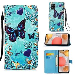 Love Butterfly Matte Leather Wallet Phone Case for Samsung Galaxy A42 5G