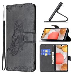 Binfen Color Imprint Vivid Butterfly Leather Wallet Case for Samsung Galaxy A42 5G - Black