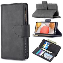 Binfen Color BF02 Sensory Buckle Zipper Multifunction Leather Phone Wallet for Samsung Galaxy A42 5G - Black
