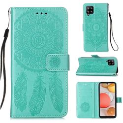 Embossing Dream Catcher Mandala Flower Leather Wallet Case for Samsung Galaxy A42 5G - Green