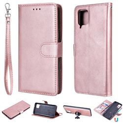 Retro Greek Detachable Magnetic PU Leather Wallet Phone Case for Samsung Galaxy A42 5G - Rose Gold
