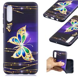 Golden Shining Butterfly 3D Embossed Relief Black Soft Back Cover for Samsung Galaxy A50