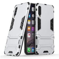 Armor Premium Tactical Grip Kickstand Shockproof Dual Layer Rugged Hard Cover for Samsung Galaxy A50 - Silver