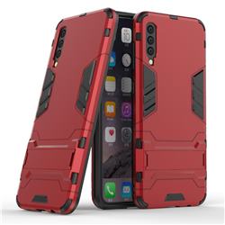 Armor Premium Tactical Grip Kickstand Shockproof Dual Layer Rugged Hard Cover for Samsung Galaxy A50 - Wine Red