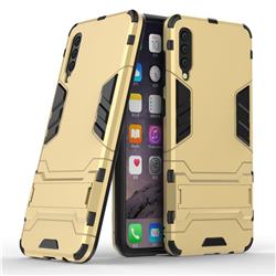 Armor Premium Tactical Grip Kickstand Shockproof Dual Layer Rugged Hard Cover for Samsung Galaxy A50 - Golden