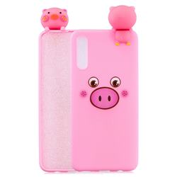 Small Pink Pig Soft 3D Climbing Doll Soft Case for Samsung Galaxy A50
