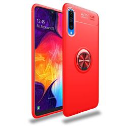 Auto Focus Invisible Ring Holder Soft Phone Case for Samsung Galaxy A50 - Red