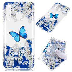Blue Butterfly Flower Super Clear Soft TPU Back Cover for Samsung Galaxy A50