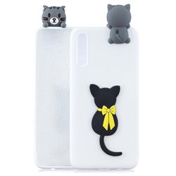 Little Black Cat Soft 3D Climbing Doll Soft Case for Samsung Galaxy A50
