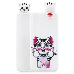 Cute Pink Kitten Soft 3D Climbing Doll Soft Case for Samsung Galaxy A50