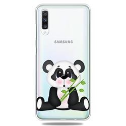 Bamboo Panda Clear Varnish Soft Phone Back Cover for Samsung Galaxy A50