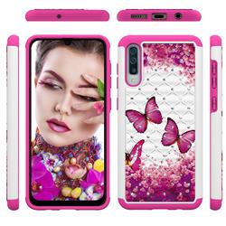 Rose Butterfly Studded Rhinestone Bling Diamond Shock Absorbing Hybrid Defender Rugged Phone Case Cover for Samsung Galaxy A50