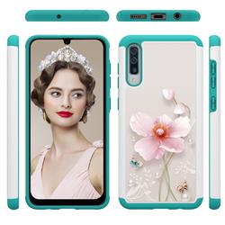 Pearl Flower Shock Absorbing Hybrid Defender Rugged Phone Case Cover for Samsung Galaxy A50