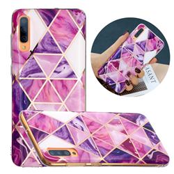 Purple Dream Triangle Painted Marble Electroplating Protective Case for Samsung Galaxy A50