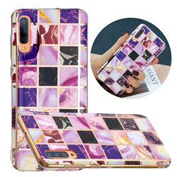 Square Puzzle Painted Marble Electroplating Protective Case for Samsung Galaxy A50