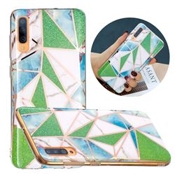 Green Triangle Painted Marble Electroplating Protective Case for Samsung Galaxy A50