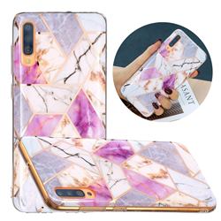 Purple and White Painted Marble Electroplating Protective Case for Samsung Galaxy A50