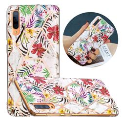 Tropical Rainforest Flower Painted Marble Electroplating Protective Case for Samsung Galaxy A50