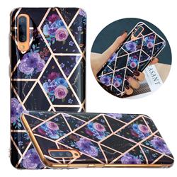 Black Flower Painted Marble Electroplating Protective Case for Samsung Galaxy A50