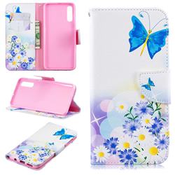 Butterflies Flowers Leather Wallet Case for Samsung Galaxy A50
