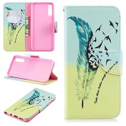 Feather Bird Leather Wallet Case for Samsung Galaxy A50