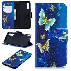 Golden Butterflies Leather Wallet Case for Samsung Galaxy A50