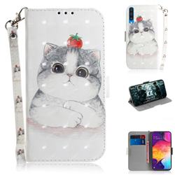 Cute Tomato Cat 3D Painted Leather Wallet Phone Case for Samsung Galaxy A50