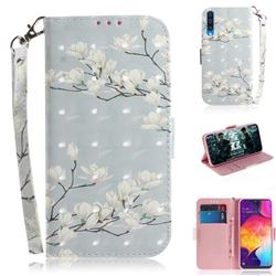 Magnolia Flower 3D Painted Leather Wallet Phone Case for Samsung Galaxy A50