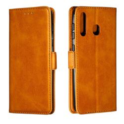 Retro Classic Calf Pattern Leather Wallet Phone Case for Samsung Galaxy A50 - Yellow