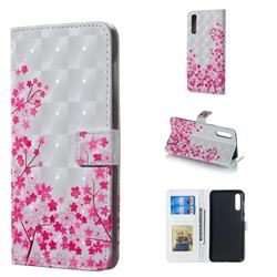 Cherry Blossom 3D Painted Leather Phone Wallet Case for Samsung Galaxy A50