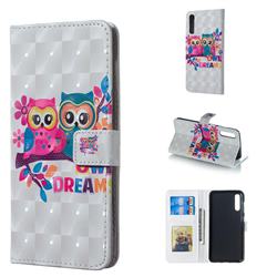 Couple Owl 3D Painted Leather Phone Wallet Case for Samsung Galaxy A50