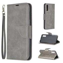 Classic Sheepskin PU Leather Phone Wallet Case for Samsung Galaxy A50 - Gray