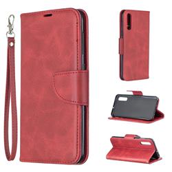 Classic Sheepskin PU Leather Phone Wallet Case for Samsung Galaxy A50 - Red