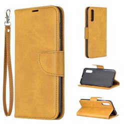 Classic Sheepskin PU Leather Phone Wallet Case for Samsung Galaxy A50 - Yellow