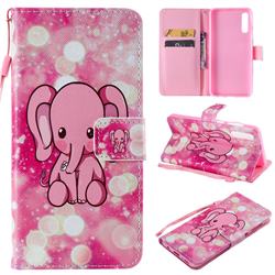 Pink Elephant PU Leather Wallet Case for Samsung Galaxy A50