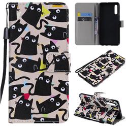Cute Kitten Cat PU Leather Wallet Case for Samsung Galaxy A50