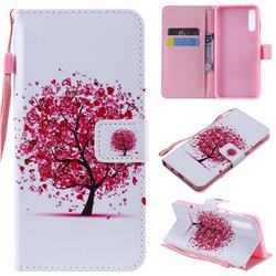 Colored Red Tree PU Leather Wallet Case for Samsung Galaxy A50