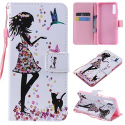 Petals and Cats PU Leather Wallet Case for Samsung Galaxy A50