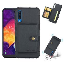 Brush Multi-function Leather Phone Case for Samsung Galaxy A50 - Black