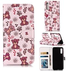 Cute Bear 3D Relief Oil PU Leather Wallet Case for Samsung Galaxy A50