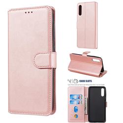 Retro Calf Matte Leather Wallet Phone Case for Samsung Galaxy A50 - Pink