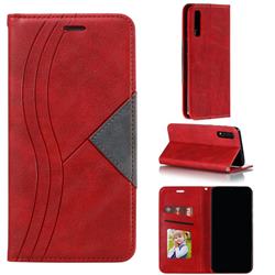 Retro S Streak Magnetic Leather Wallet Phone Case for Samsung Galaxy A50 - Red