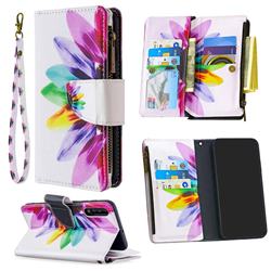 Seven-color Flowers Binfen Color BF03 Retro Zipper Leather Wallet Phone Case for Samsung Galaxy A50