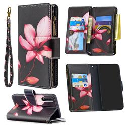 Lotus Flower Binfen Color BF03 Retro Zipper Leather Wallet Phone Case for Samsung Galaxy A50