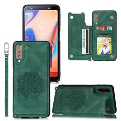 Luxury Mandala Multi-function Magnetic Card Slots Stand Leather Back Cover for Samsung Galaxy A50 - Green