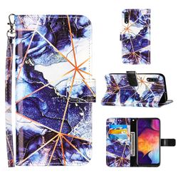 Starry Blue Stitching Color Marble Leather Wallet Case for Samsung Galaxy A50