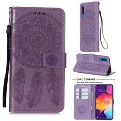 Embossing Dream Catcher Mandala Flower Leather Wallet Case for Samsung Galaxy A50 - Purple