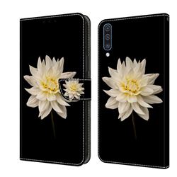 White Flower Crystal PU Leather Protective Wallet Case Cover for Samsung Galaxy A50