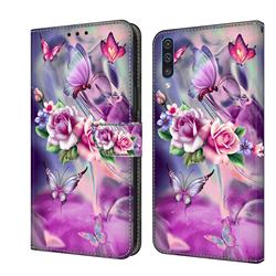 Flower Butterflies Crystal PU Leather Protective Wallet Case Cover for Samsung Galaxy A50