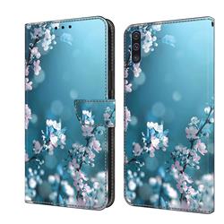 Plum Blossom Crystal PU Leather Protective Wallet Case Cover for Samsung Galaxy A50